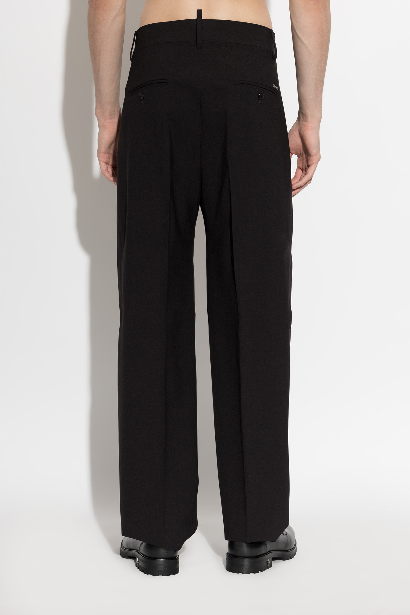 パンツ DSQUARED2 layered black wide slacks Dsquared2 Tailored Straight-Leg Crease Trousers – Black | Men's